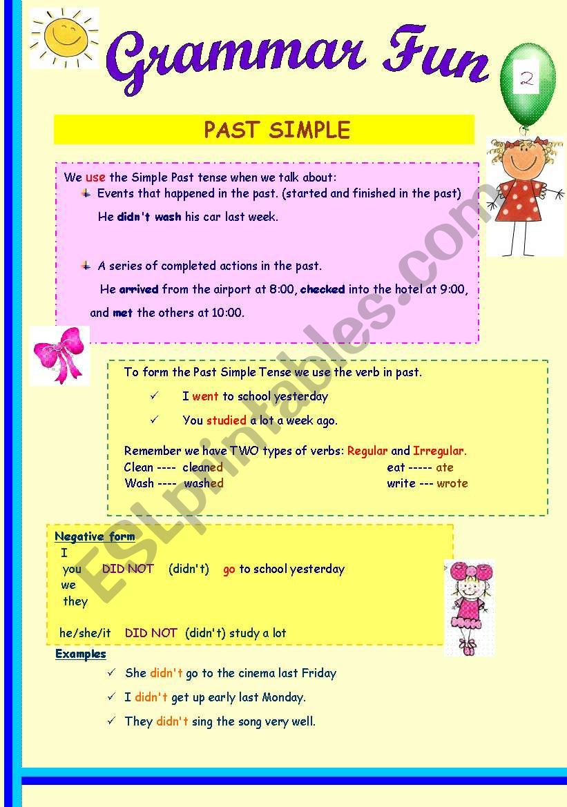 Grammar Fun 2: Past Simple (3 pages)