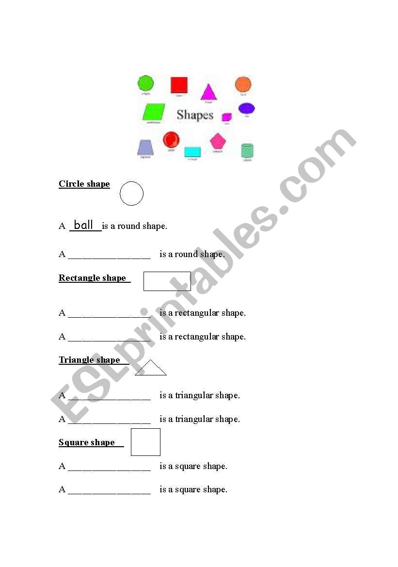 Name the shapes worksheet