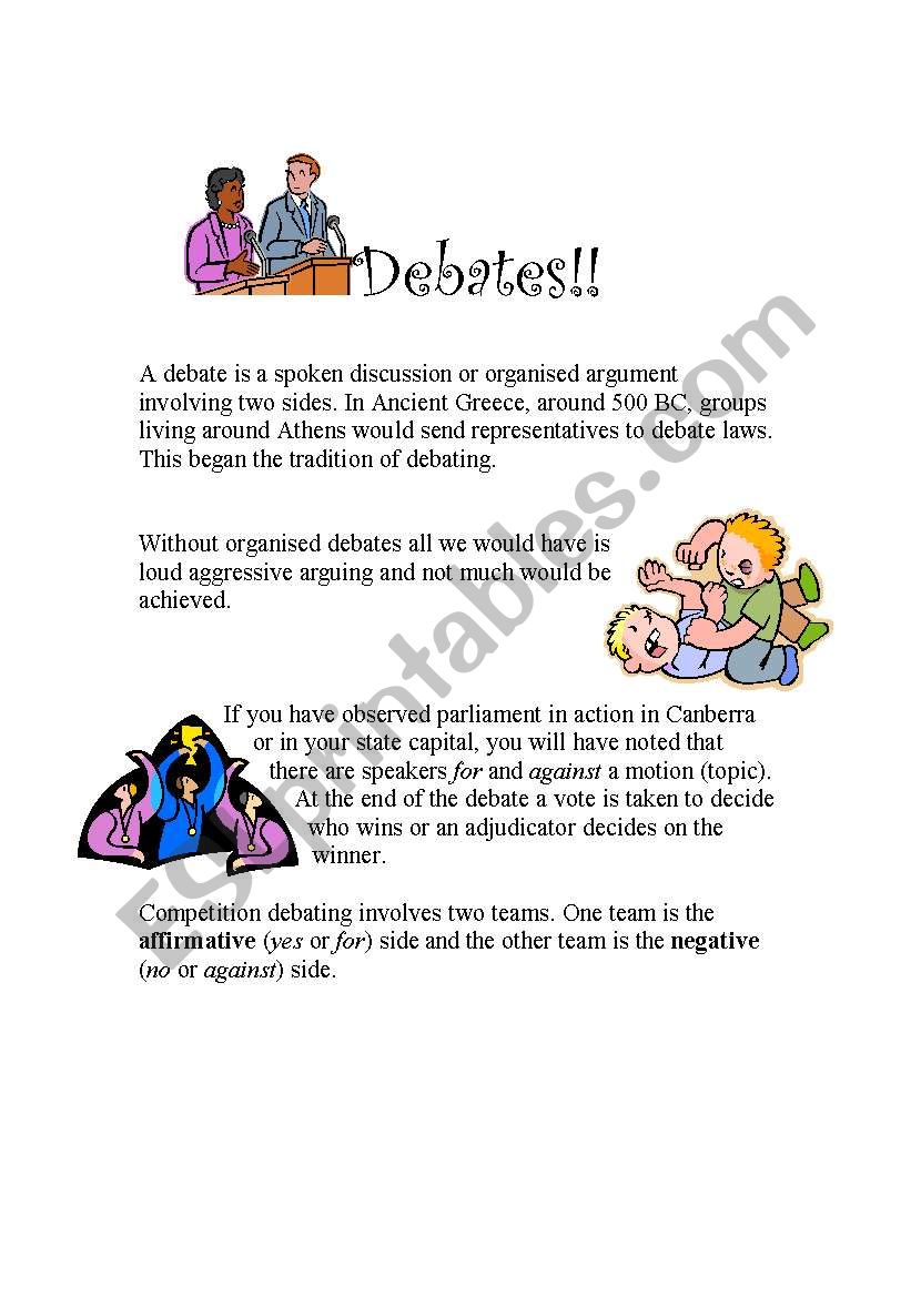 Introduction to Debating worksheet