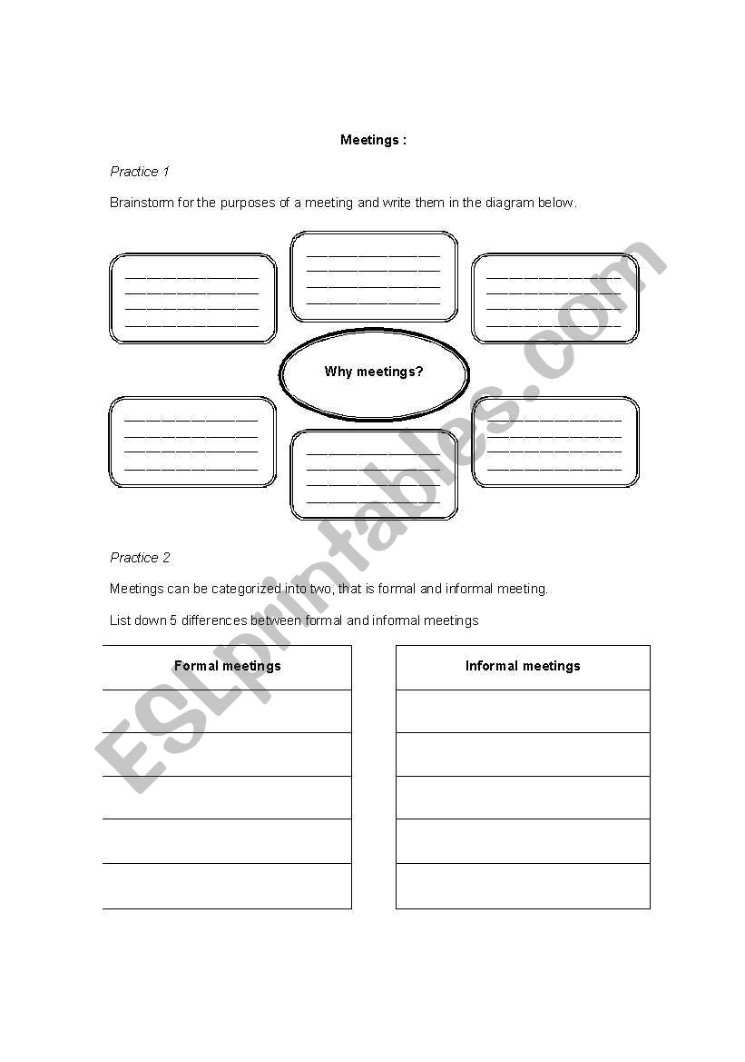 Meetings worksheet