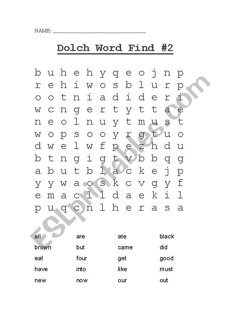 Dolch Primer Word Search (1 of 2)