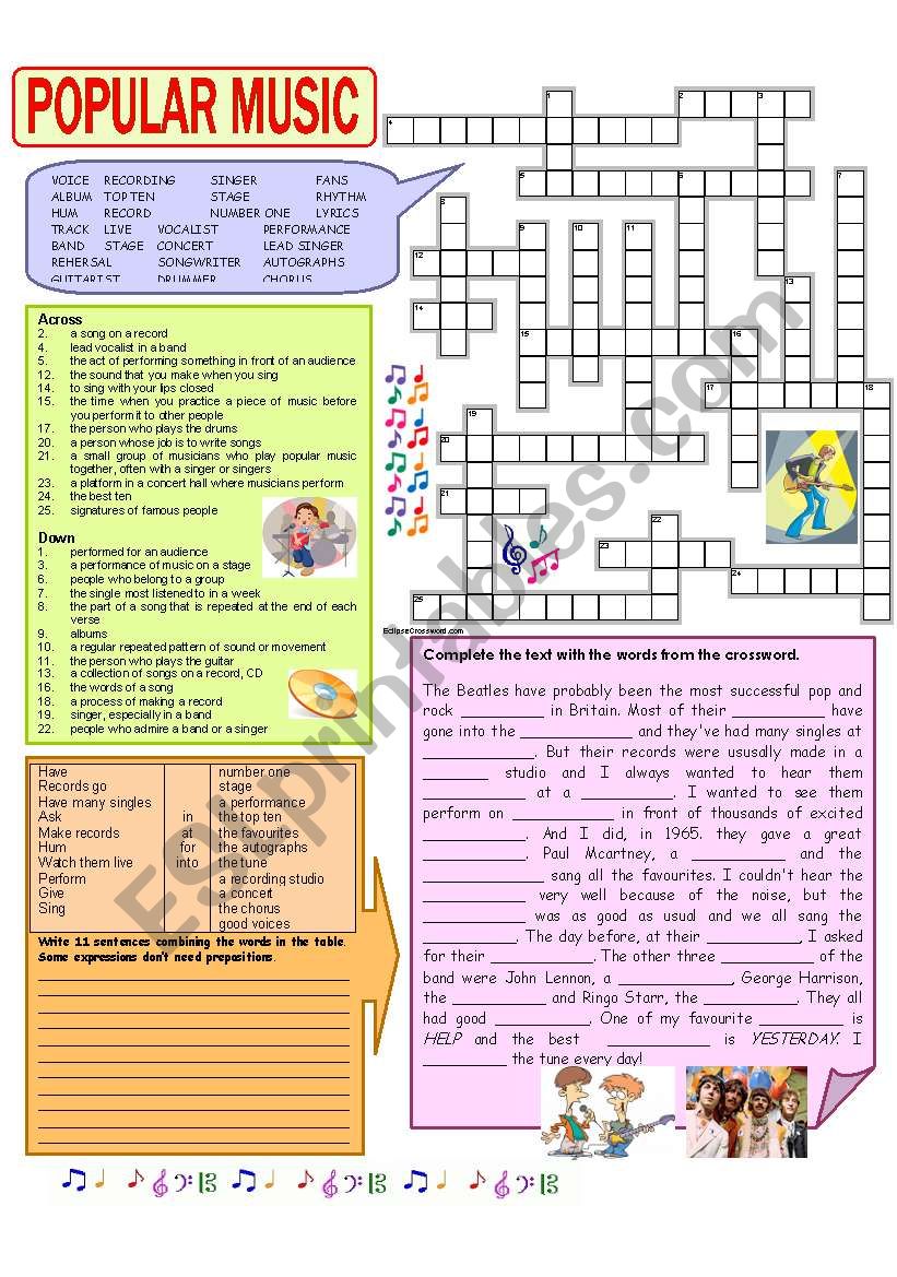 Popular music crossword - the Beatles