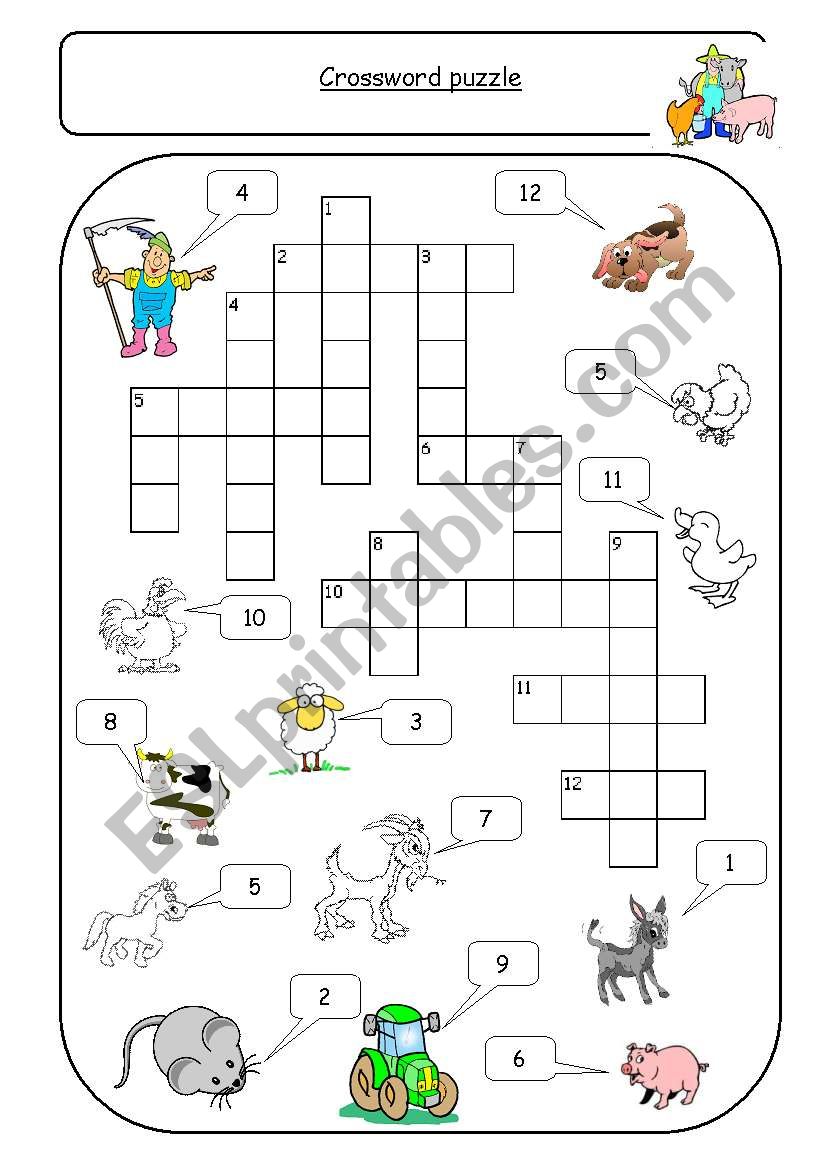 On the farm - Crossword worksheet