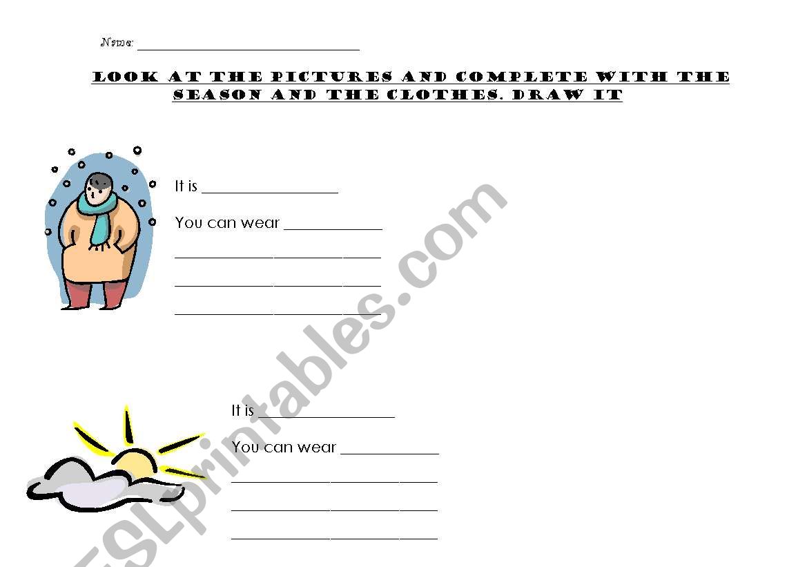 Weather and clothes wroksheet worksheet