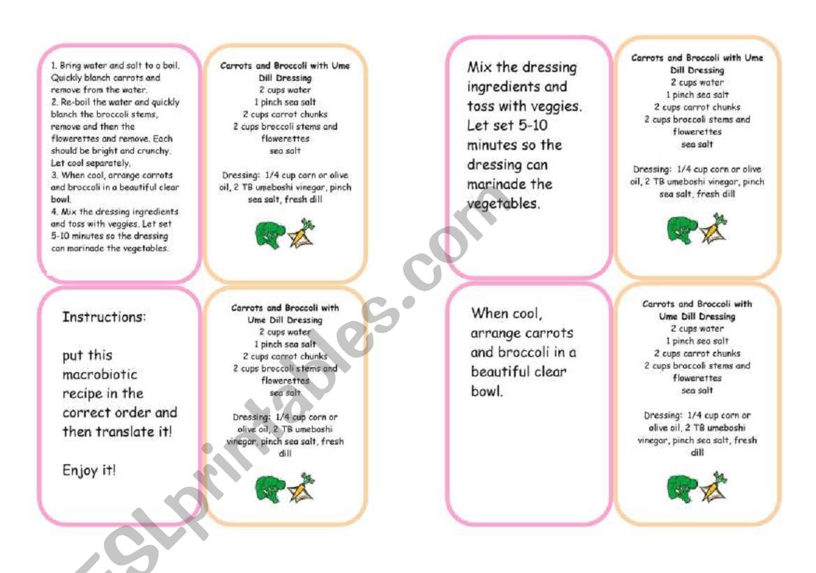 RECIPE CARDS worksheet