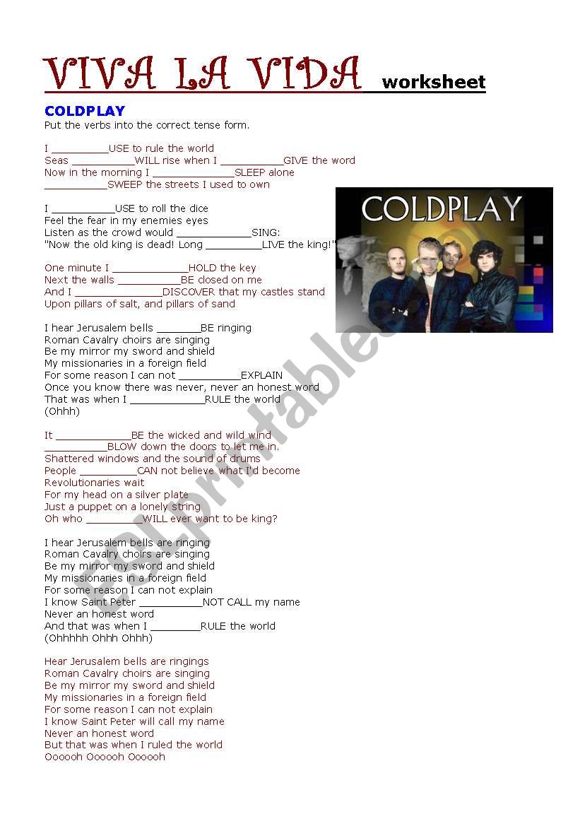 COLDPLAY - VIVA LA VIDA worksheet