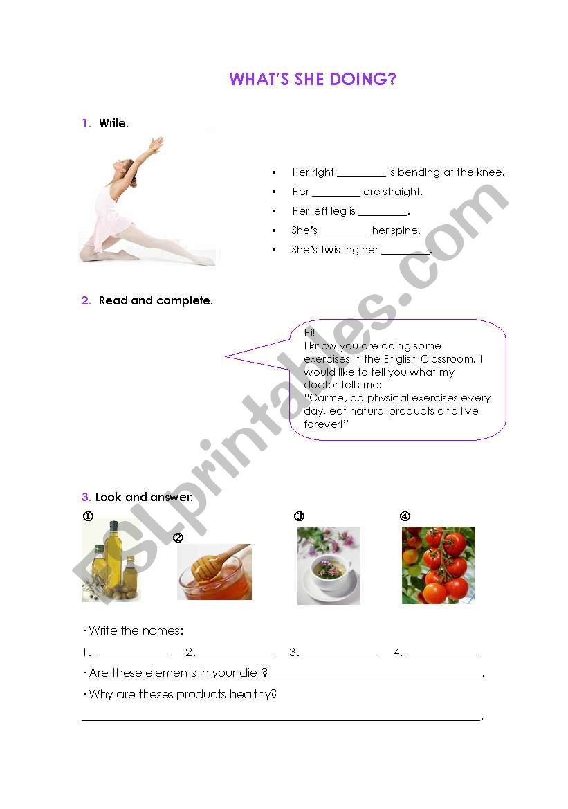 Exercises and Health worksheet