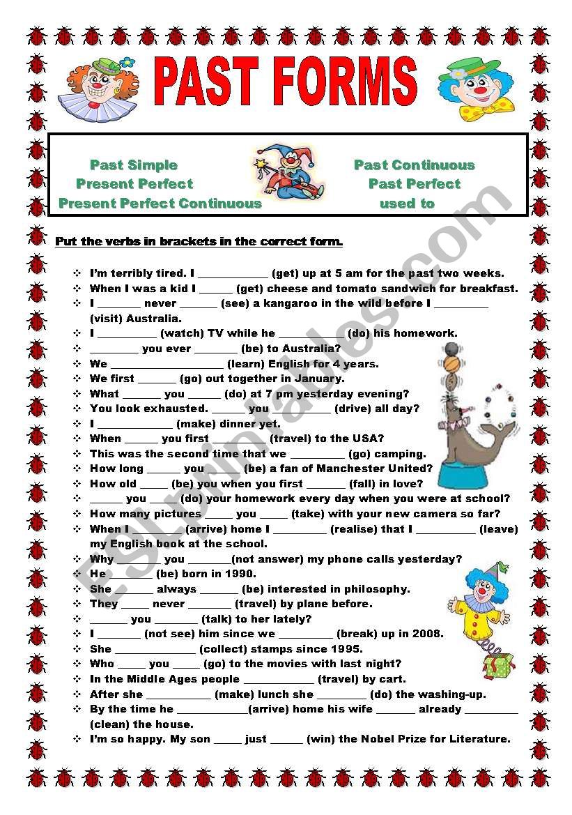 Past forms - 2 worksheet