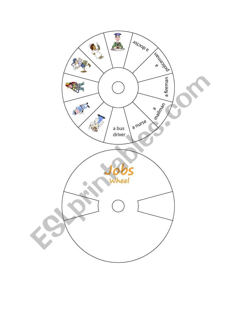 jobs wheel worksheet