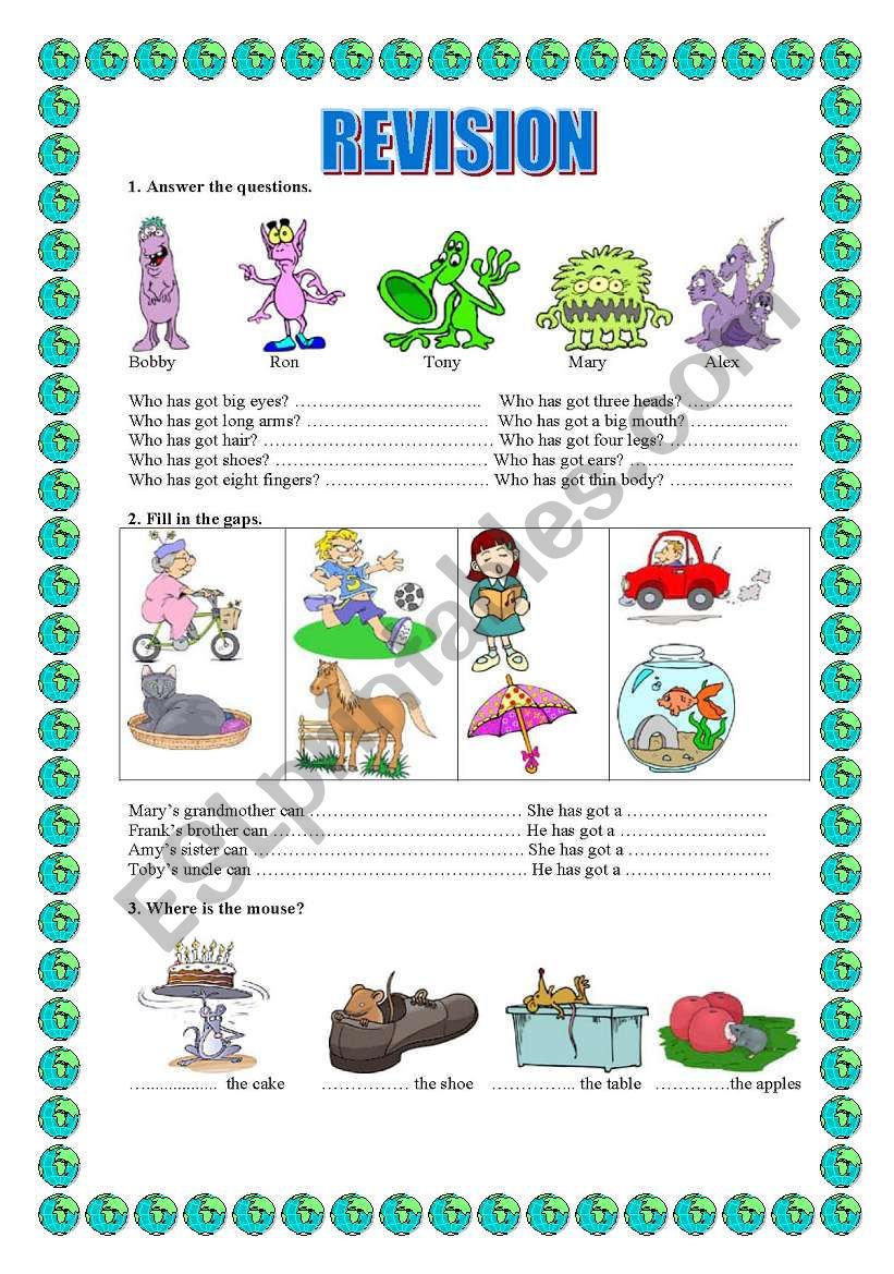 REVISION -elementary -for children-3 pages