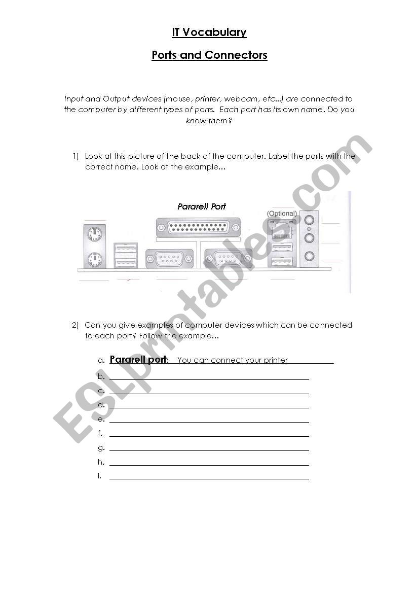 IT Vocabulary - Ports and Connectors