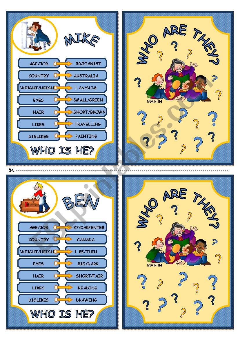 WHO ARE THEY? - DESCRIPTION CARDS