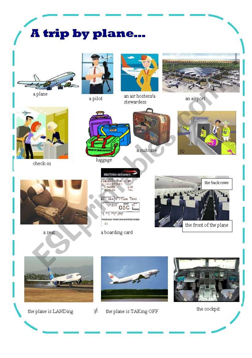 A trip by plane / Vocabulary worksheet