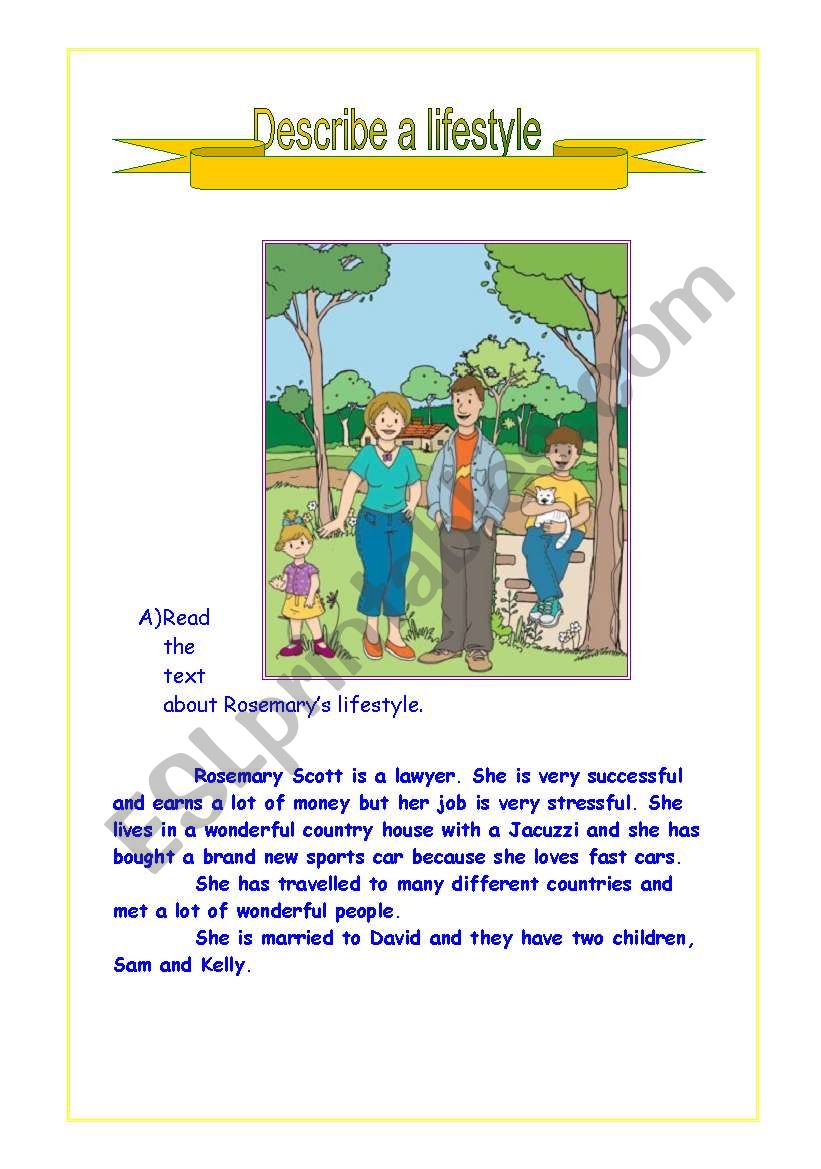 describe lifestyle worksheet