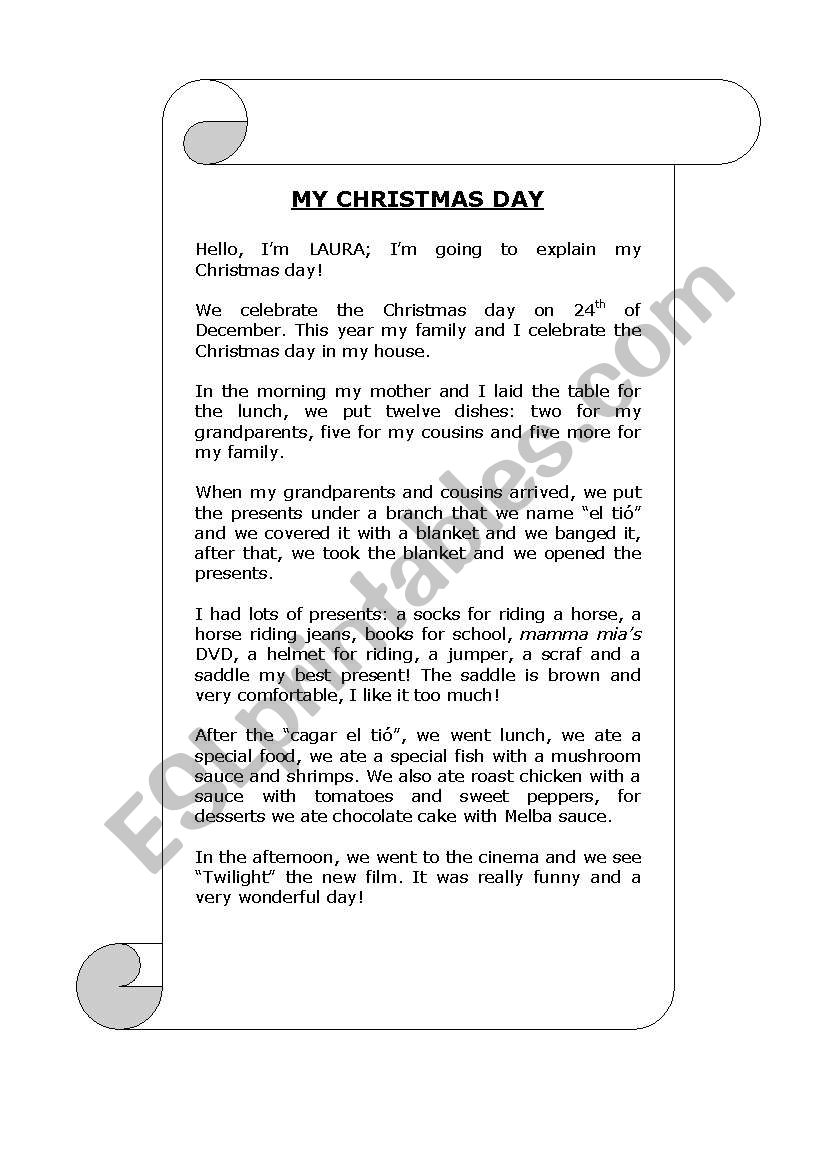 CHRISTMAS DAY! (reading) worksheet