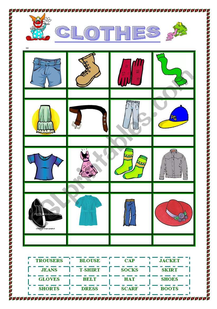 CLOTHES worksheet