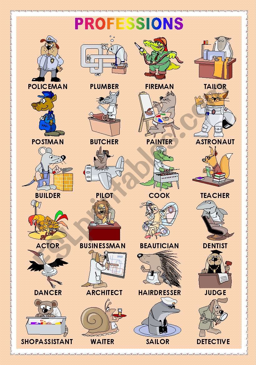 PROFESSIONS presented by ANIMALS