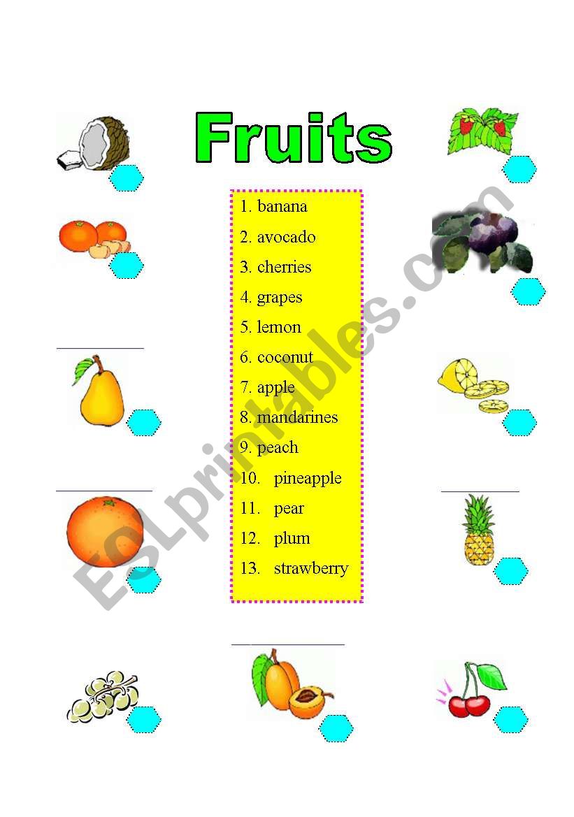 fruits worksheet