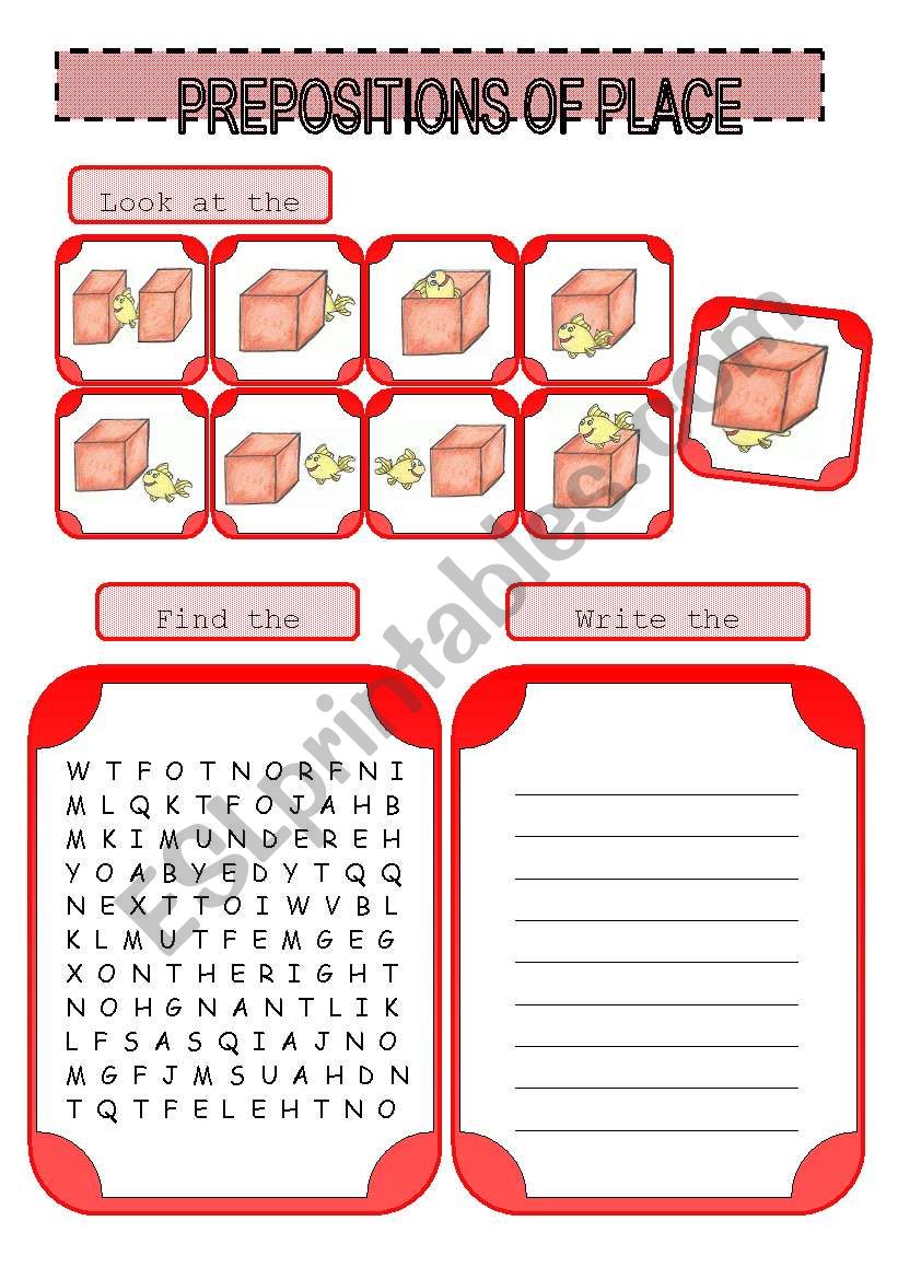 prepositions of place worksheet