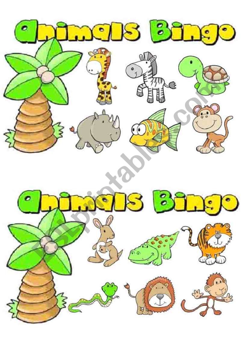 animals bingo worksheet