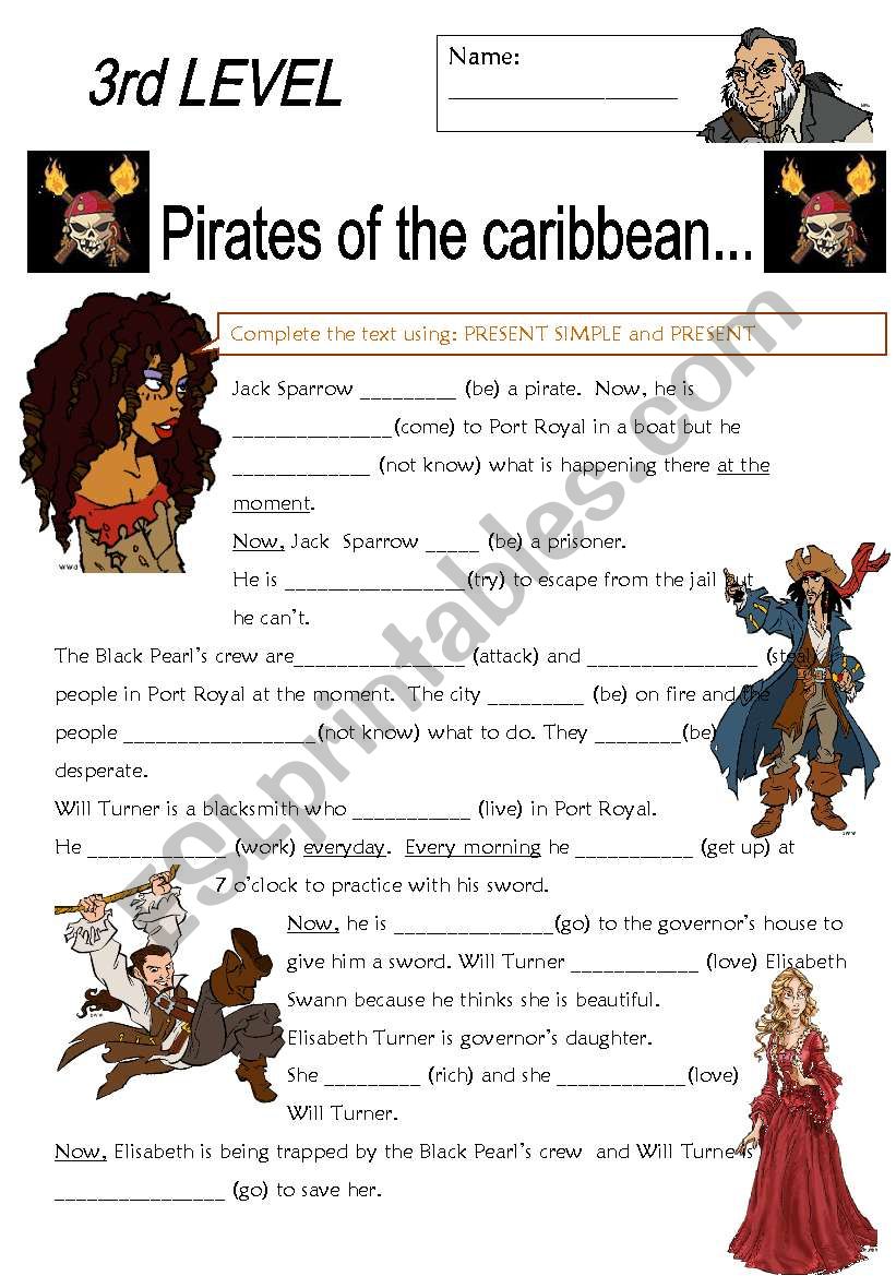 pirates of the caribean worksheet