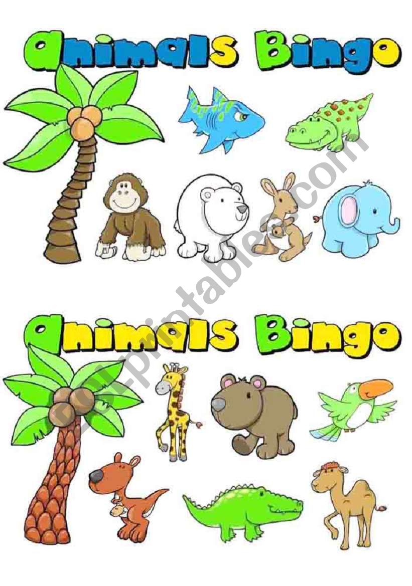 animals bingo worksheet