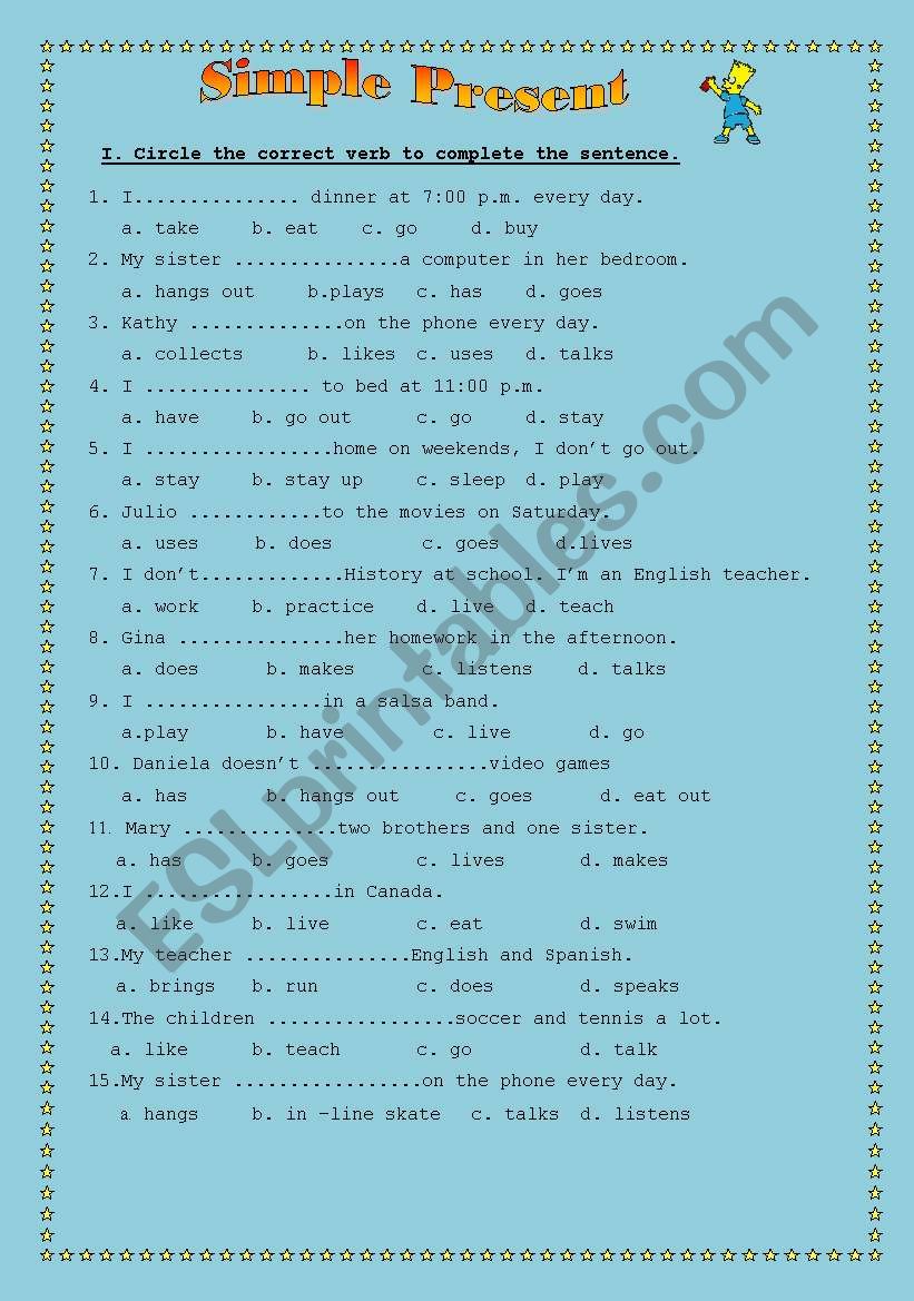 Simple present tense- full exercises