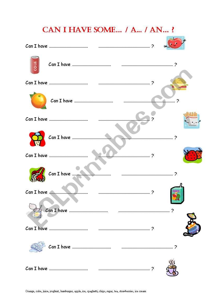 Can I have some? worksheet