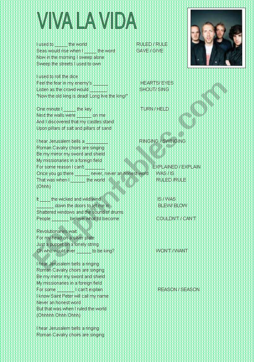 COLDPLAY-SONG & QUIZ worksheet