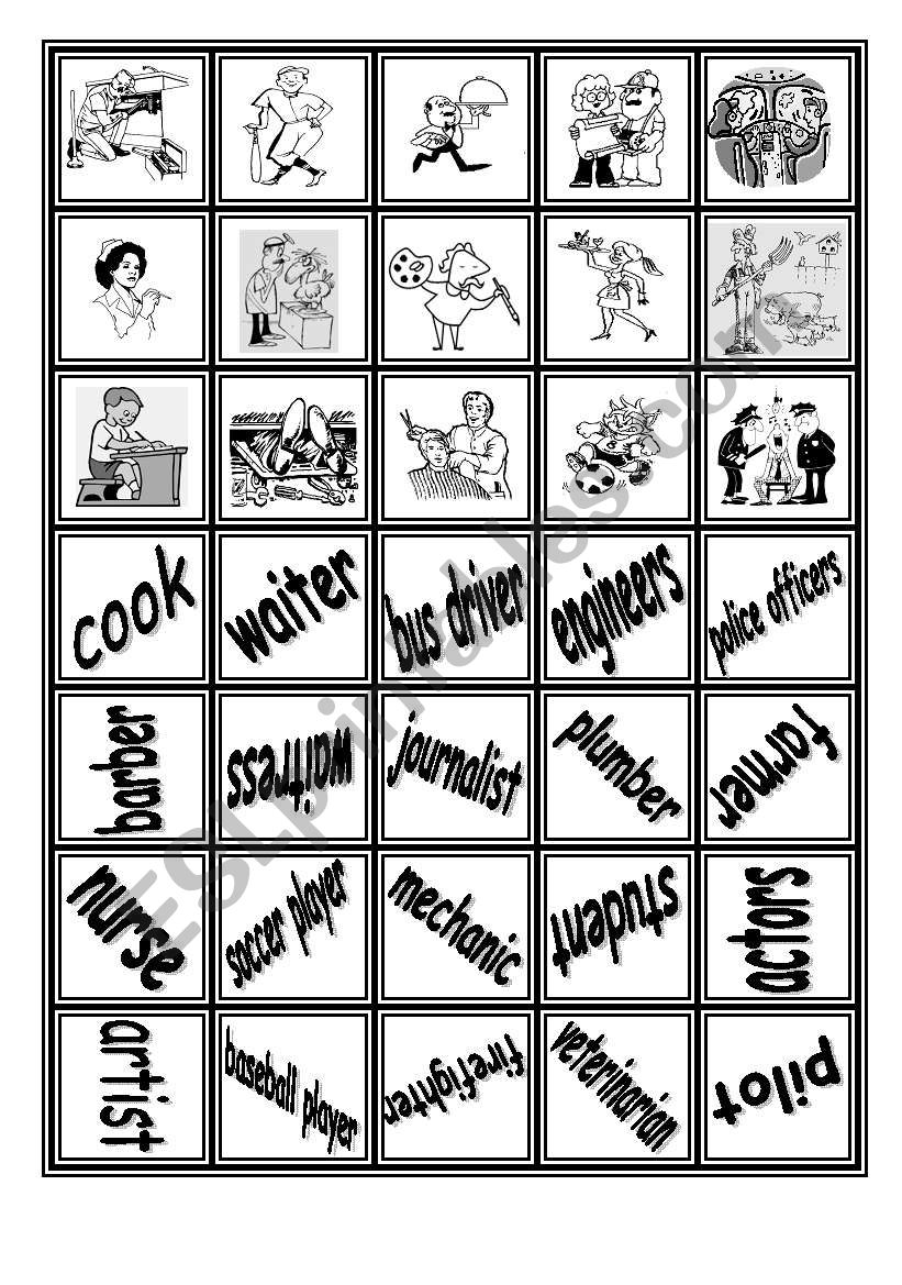 Professions and Occupations - Memory Game - Part II