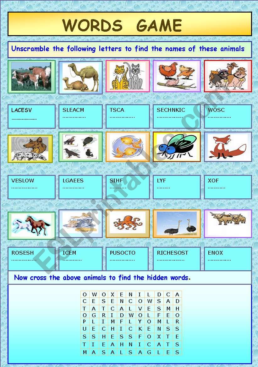Words Game worksheet