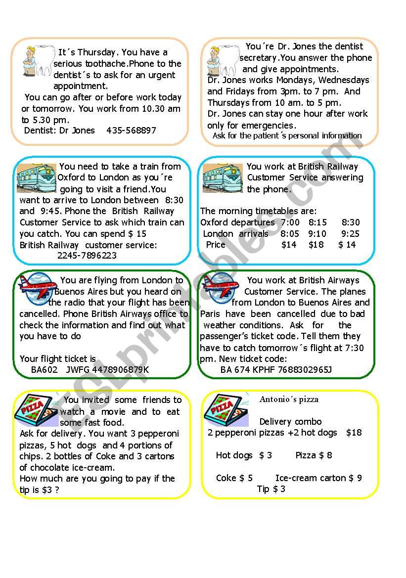 Conversation flashcards worksheet