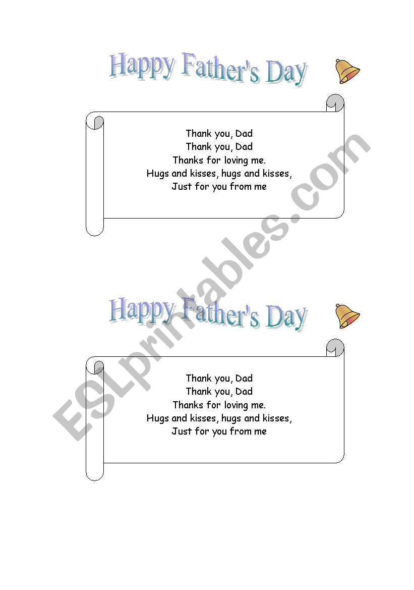 Fathers day poem (jingle bells melody)