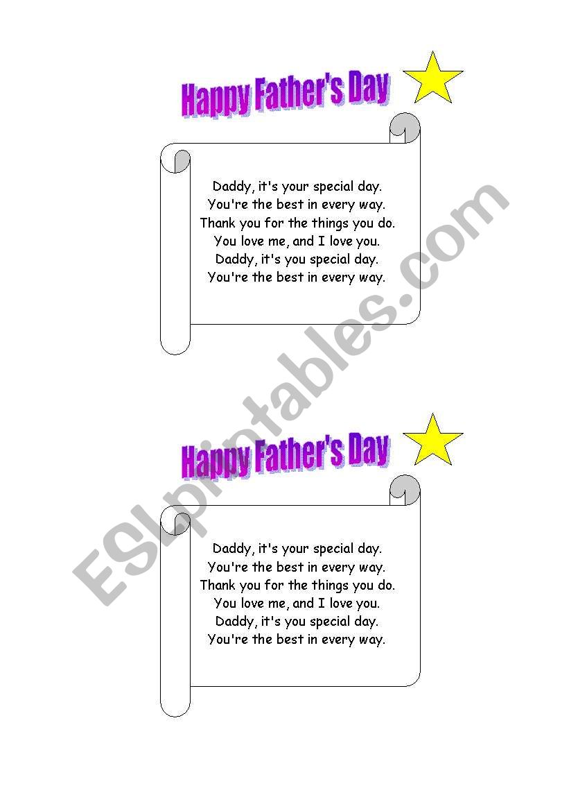 FATHERS DAY POEM N3 (TWINKLE LITTLE STAR MELODY)