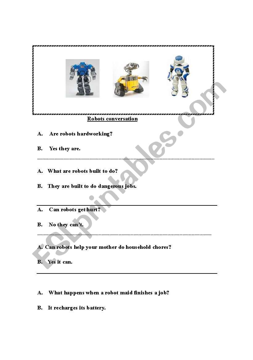 What can robots do? worksheet