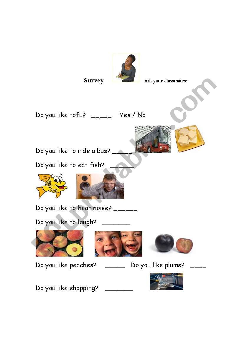 What do you like? worksheet