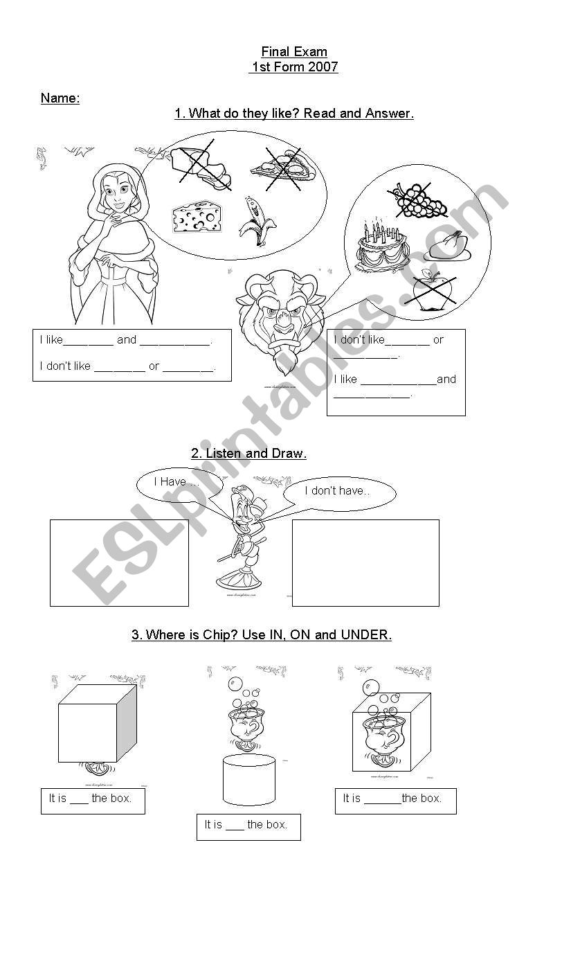 The Beauty and The Beast Worksheet