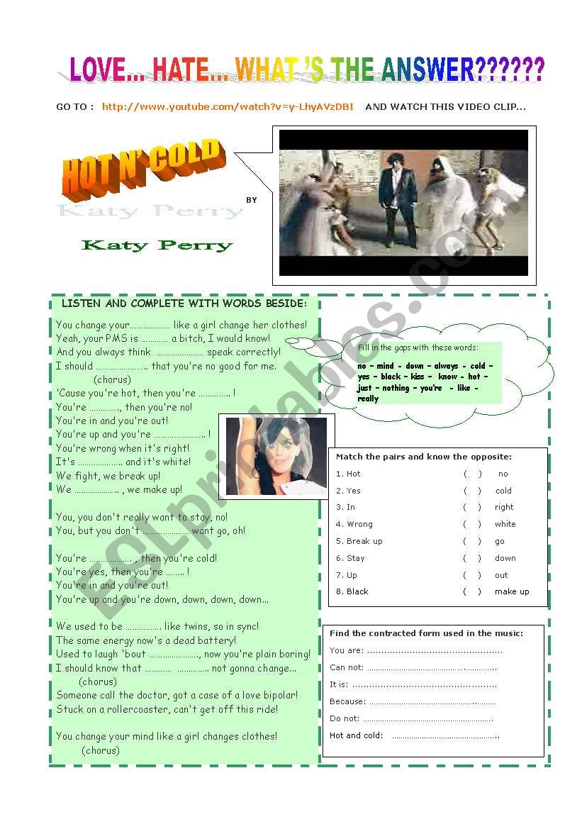 Activities  with MUSIC  worksheet