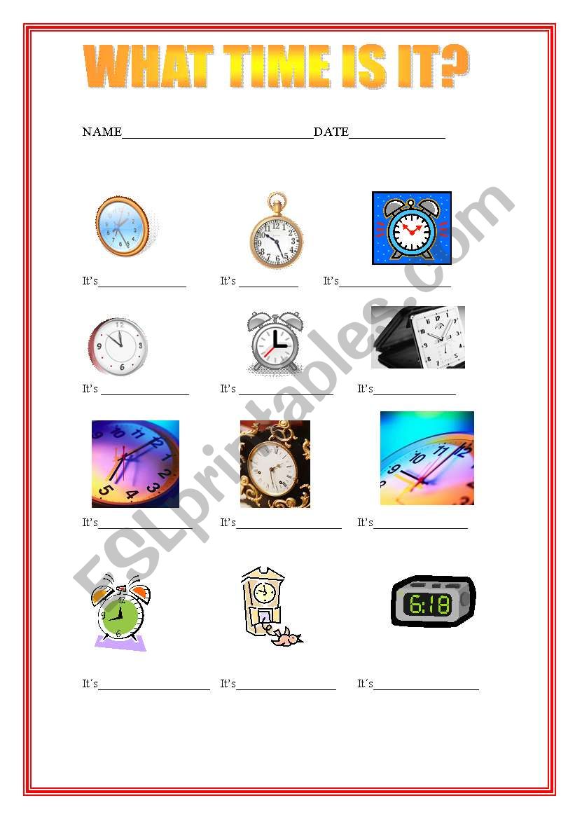 What time is it? worksheet