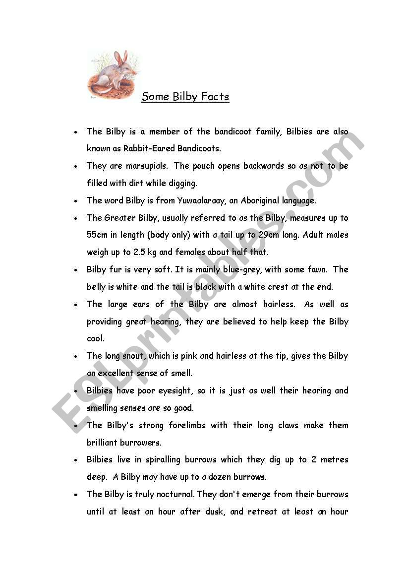 Australian animals part 2 worksheet