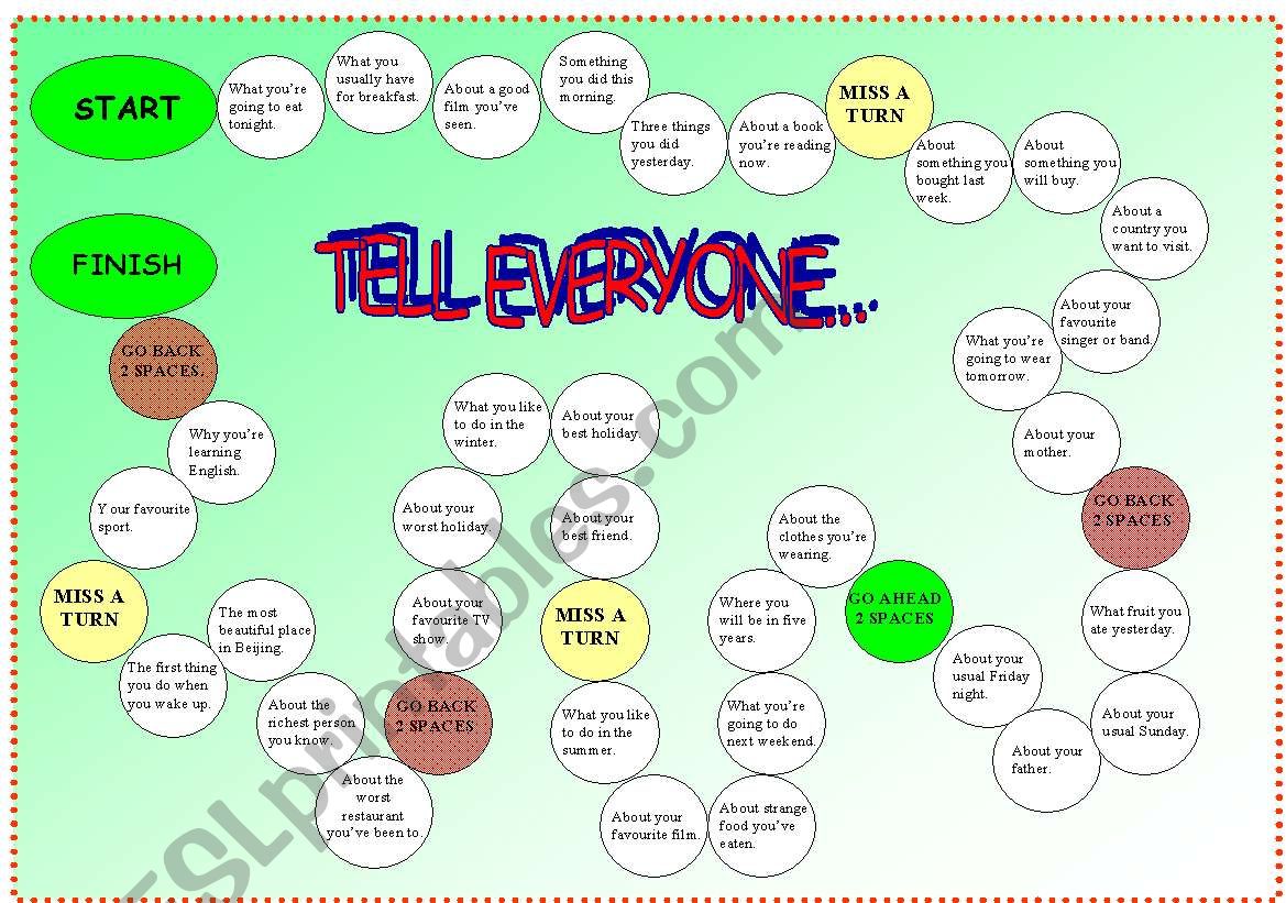 Tell Everyone icebreaker game worksheet