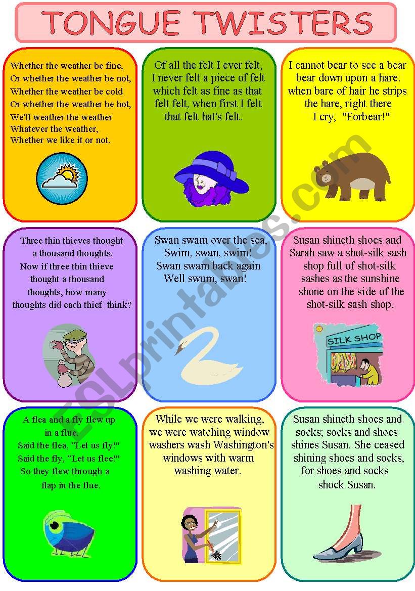 Tongue Twisters worksheet