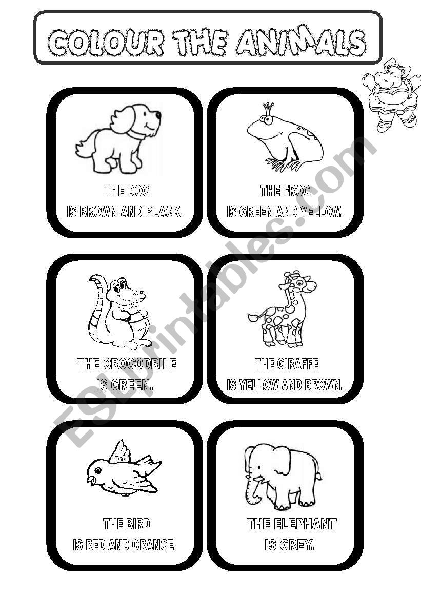 Colour the Animals (1/2) worksheet