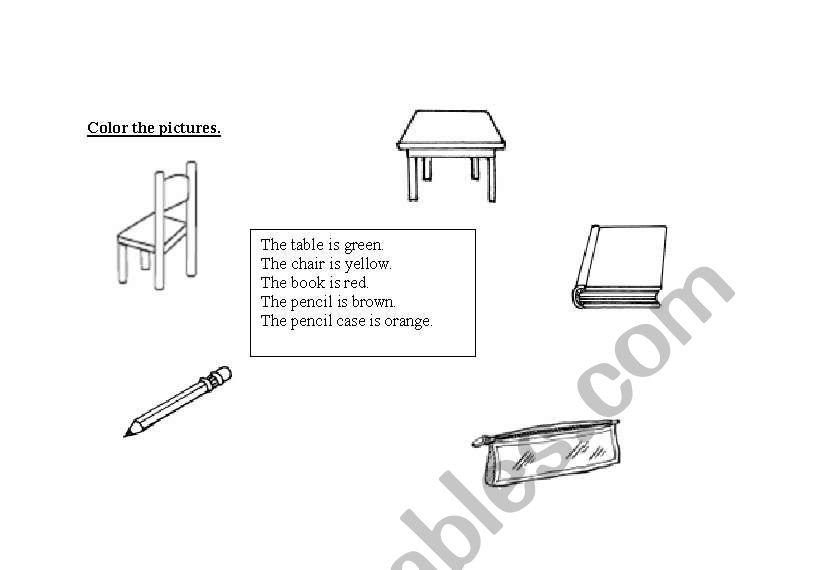 colour the schoolobjets worksheet