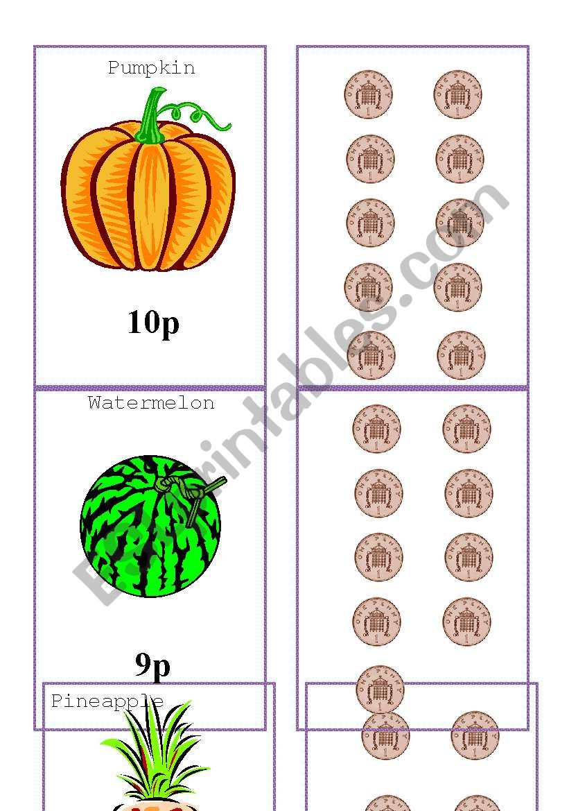 Shopping for Fruit and Veg worksheet
