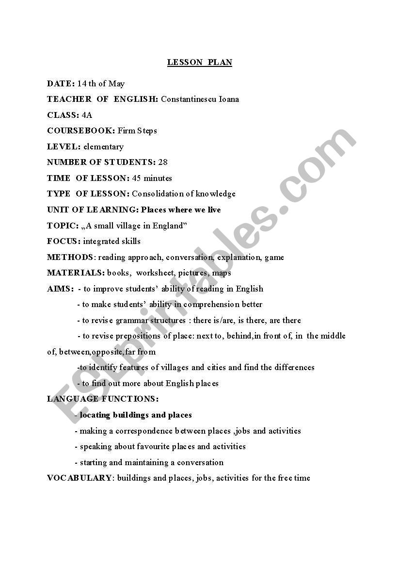 lesson plan grade 4 worksheet