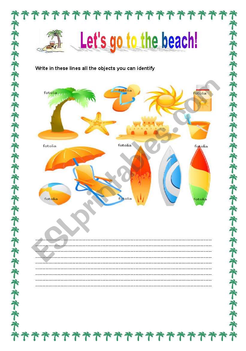 Lets go to the beach! worksheet
