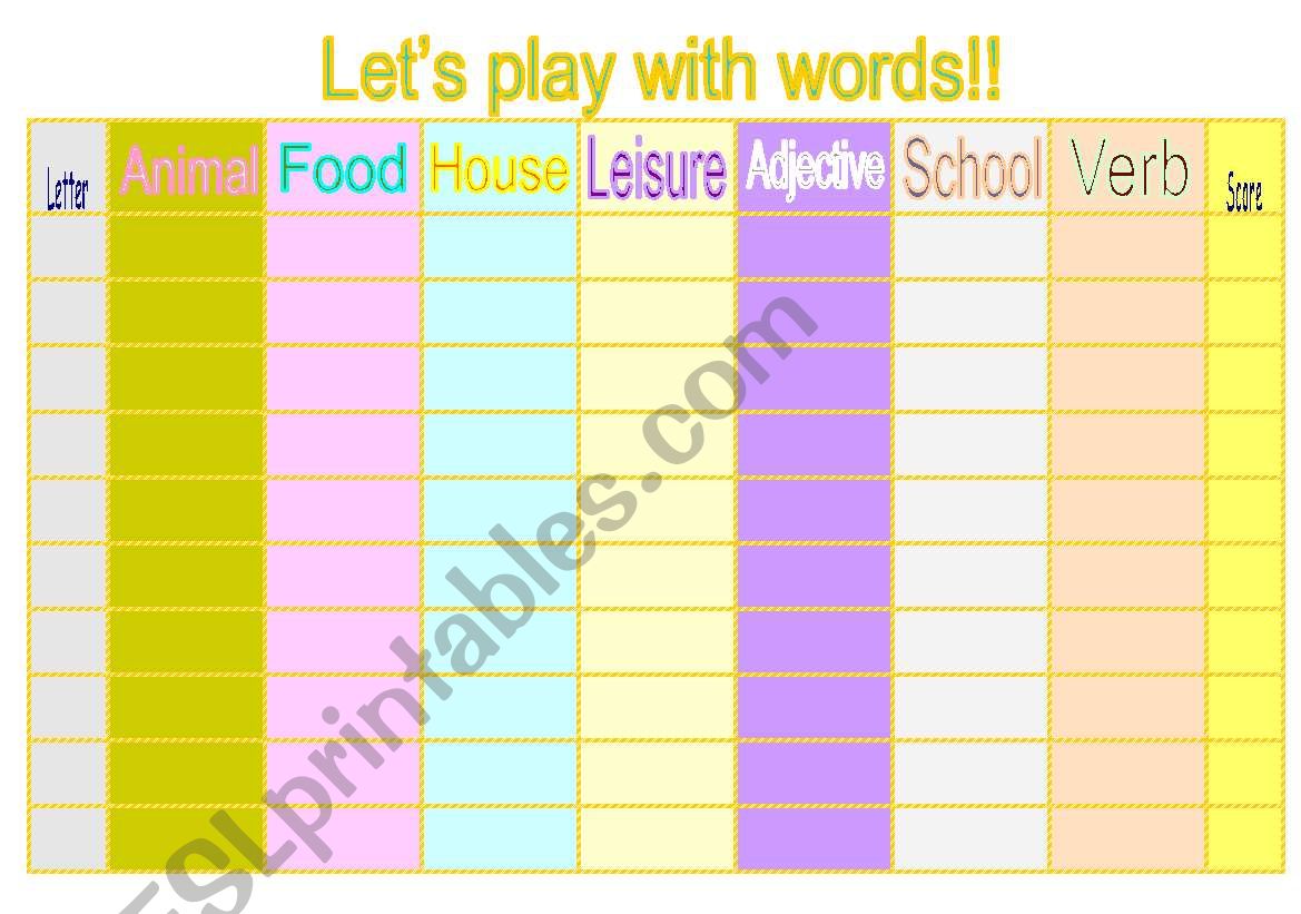 LetÂ´s play with words! worksheet