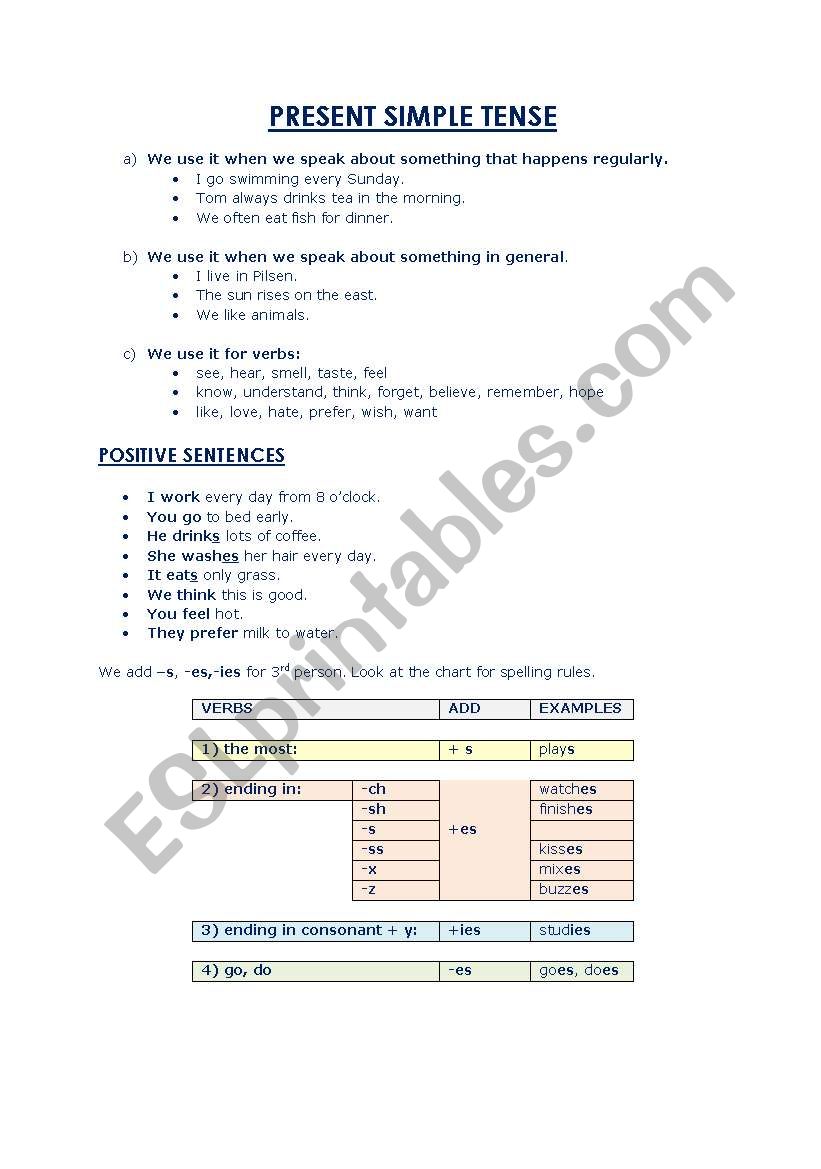 Present Simple Tense worksheet