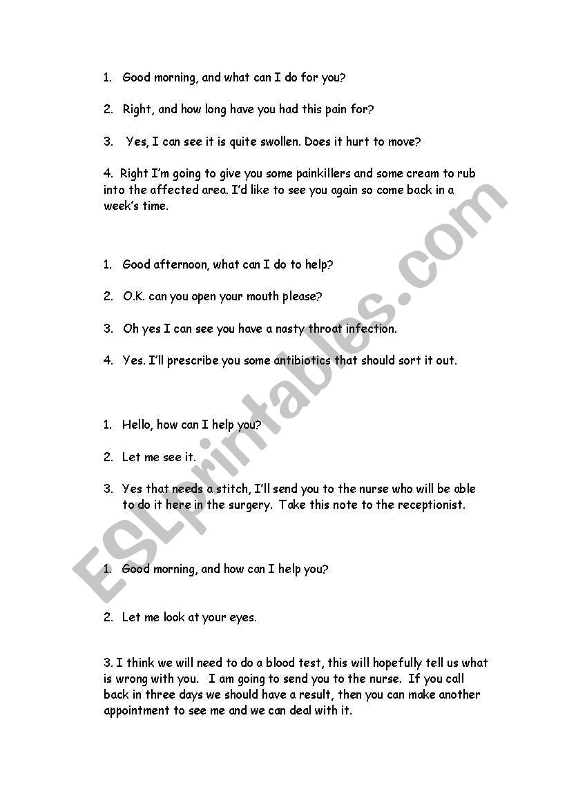 Doctor and patient talk. worksheet